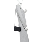 Lambskin Camellia Embossed Wallet On Chain WOC Black