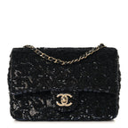 Sequin Quilted Small Single Flap Black