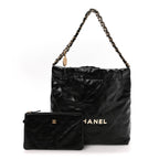 Calfskin Quilted Small Chanel 22 Black