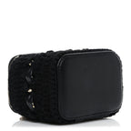 Lambskin Crochet Quilted Mini Vanity Case With Chain Black