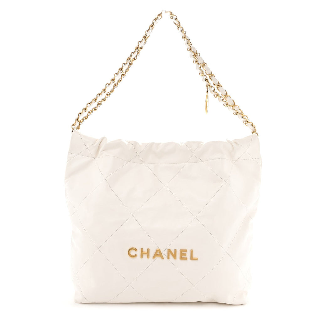 Shiny Calfskin Quilted Small Chanel 22 White