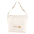 Shiny Calfskin Quilted Small Chanel 22 White