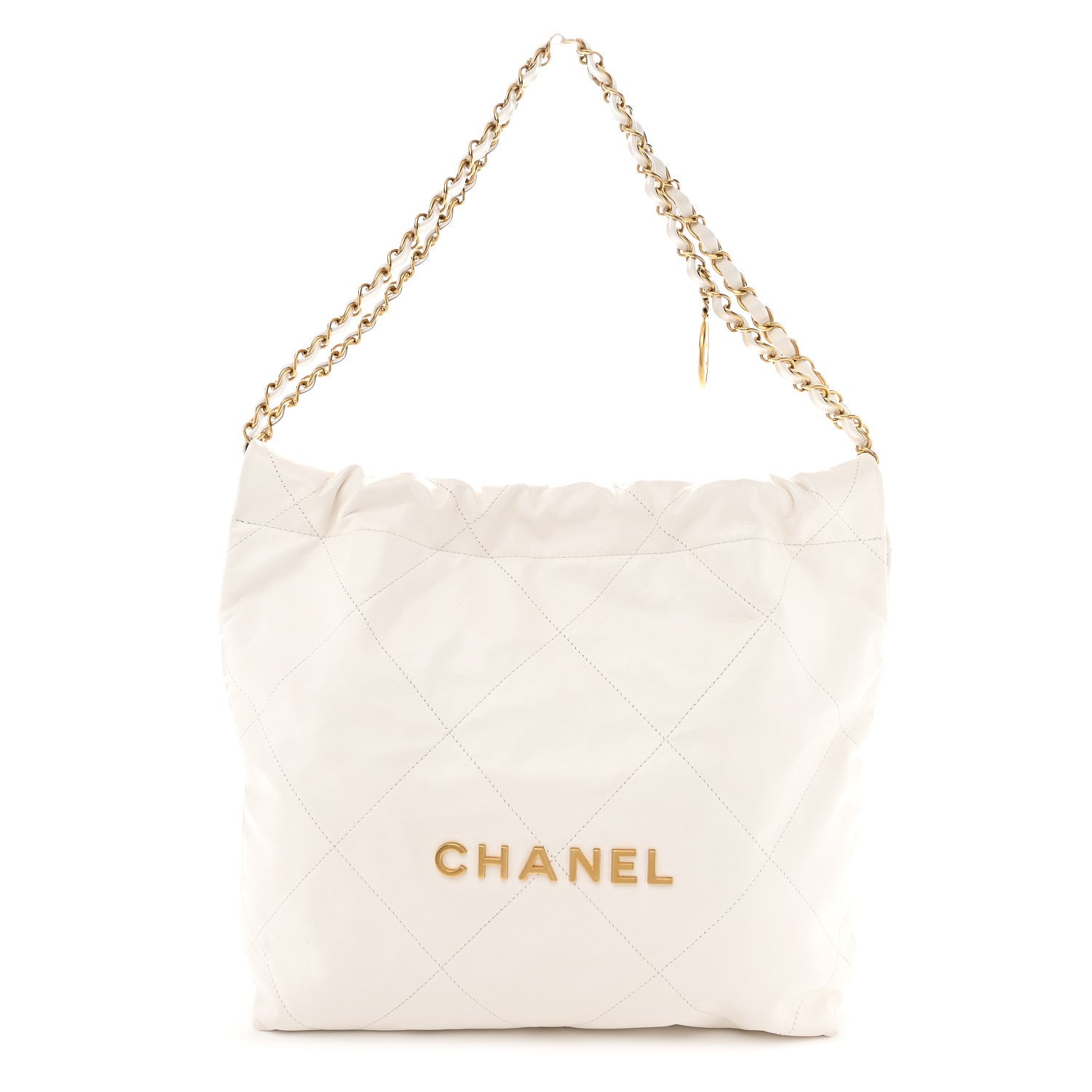 Shiny Calfskin Quilted Small Chanel 22 White