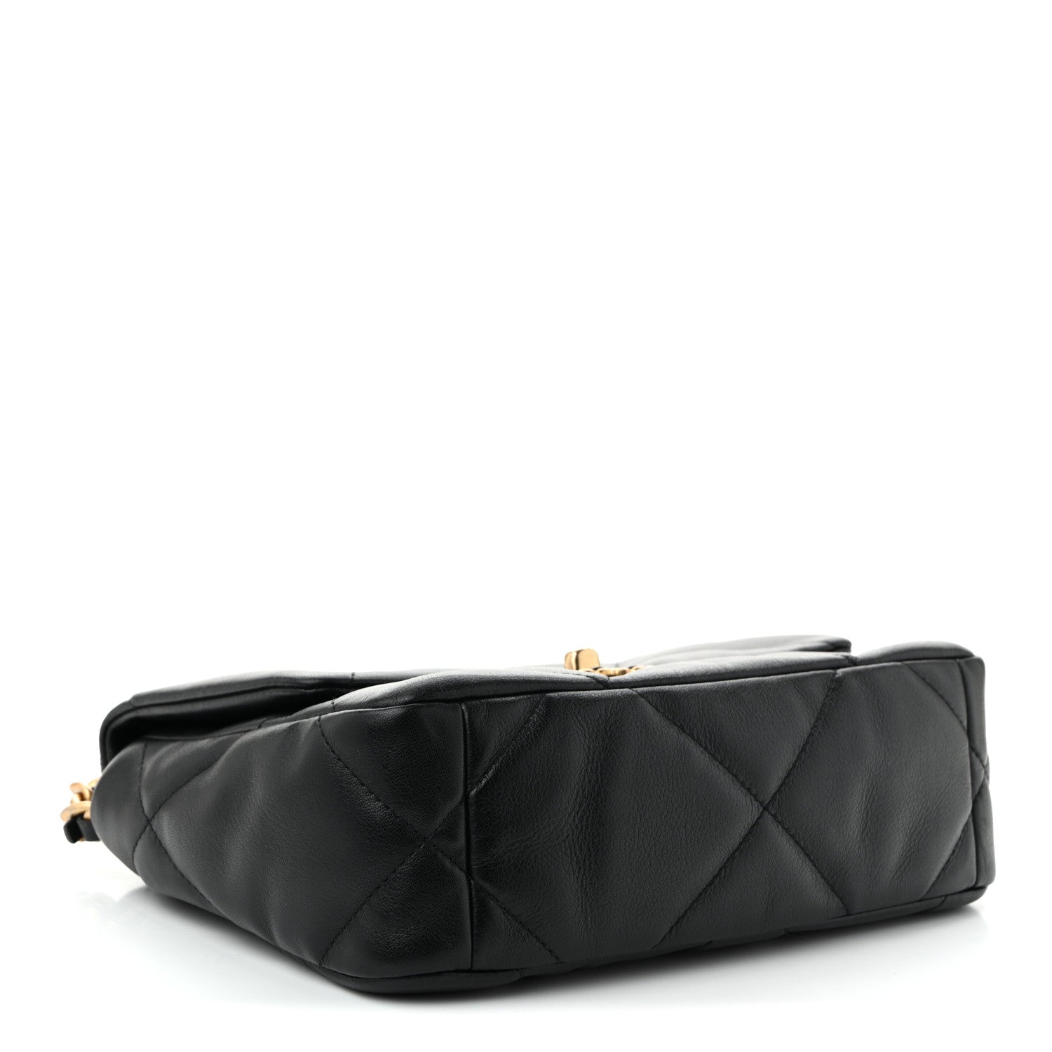 Shiny Goatskin Quilted Medium Chanel 19 Flap Black