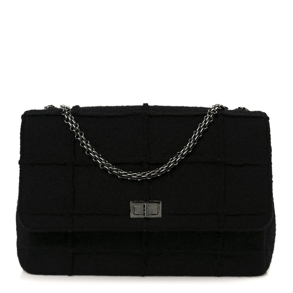 Wool Jumbo Chocolate Bar Mademoiselle Flap Black