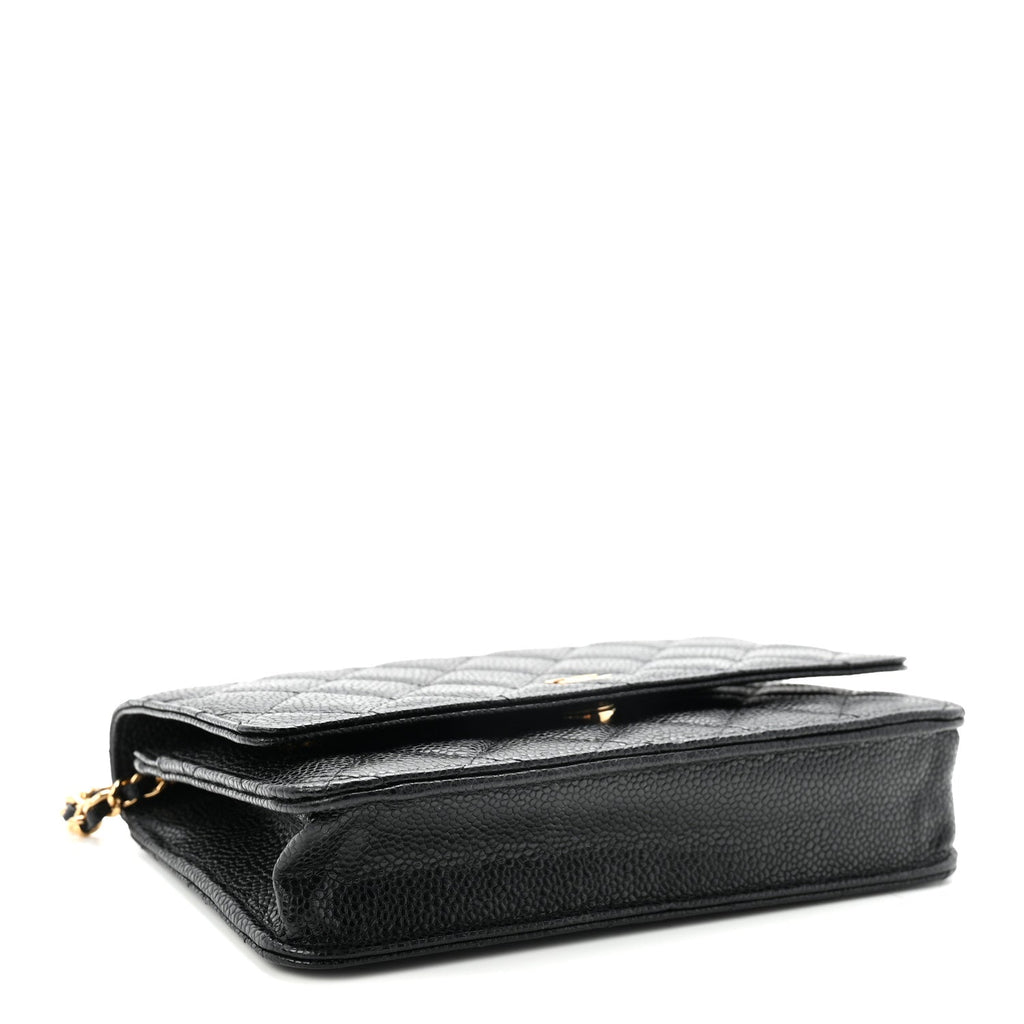 Caviar Quilted Wallet On Chain WOC Black