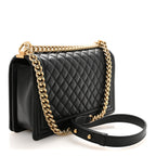 Lambskin Quilted New Medium Boy Flap Black
