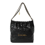 Shiny Calfskin Quilted Small Chanel 22 Black
