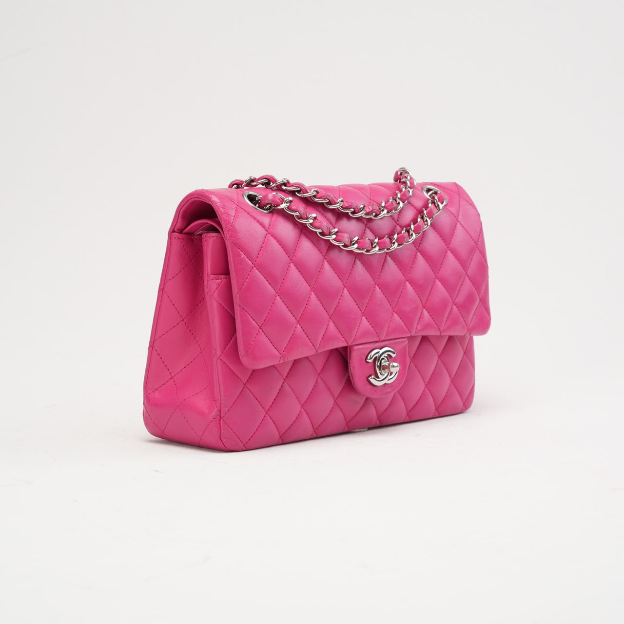 Chanel Pink Timeless Medium Double Flap Bag 2014