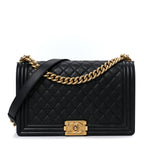 Calfskin Quilted New Medium Boy Flap Black