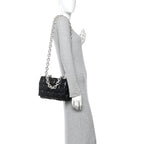 Lambskin Maxi Intreccio Padded Chain Cassette Crossbody Bag Black