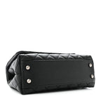 Caviar Lizard Embossed Quilted Mini Coco Handle Flap Black