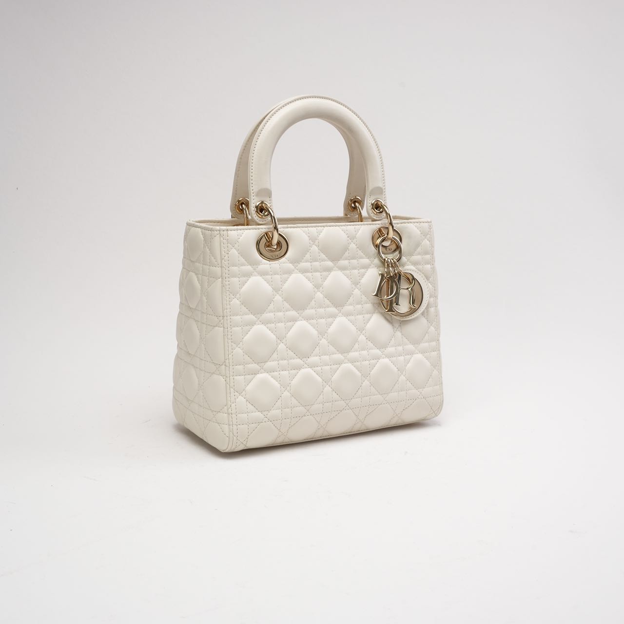 Dior Lady Dior Medium Bag White Lambskin (2019)