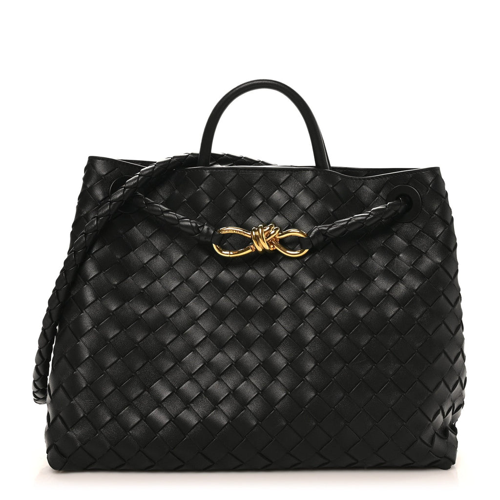 Nappa Intrecciato Medium Andiamo Shoulder Bag Black