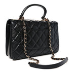 Lambskin Quilted Medium Trendy CC Flap Dual Handle Bag Black