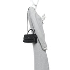 Caviar Lizard Embossed Quilted Mini Coco Handle Flap Black