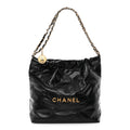 Shiny Calfskin Quilted Small Chanel 22 Black