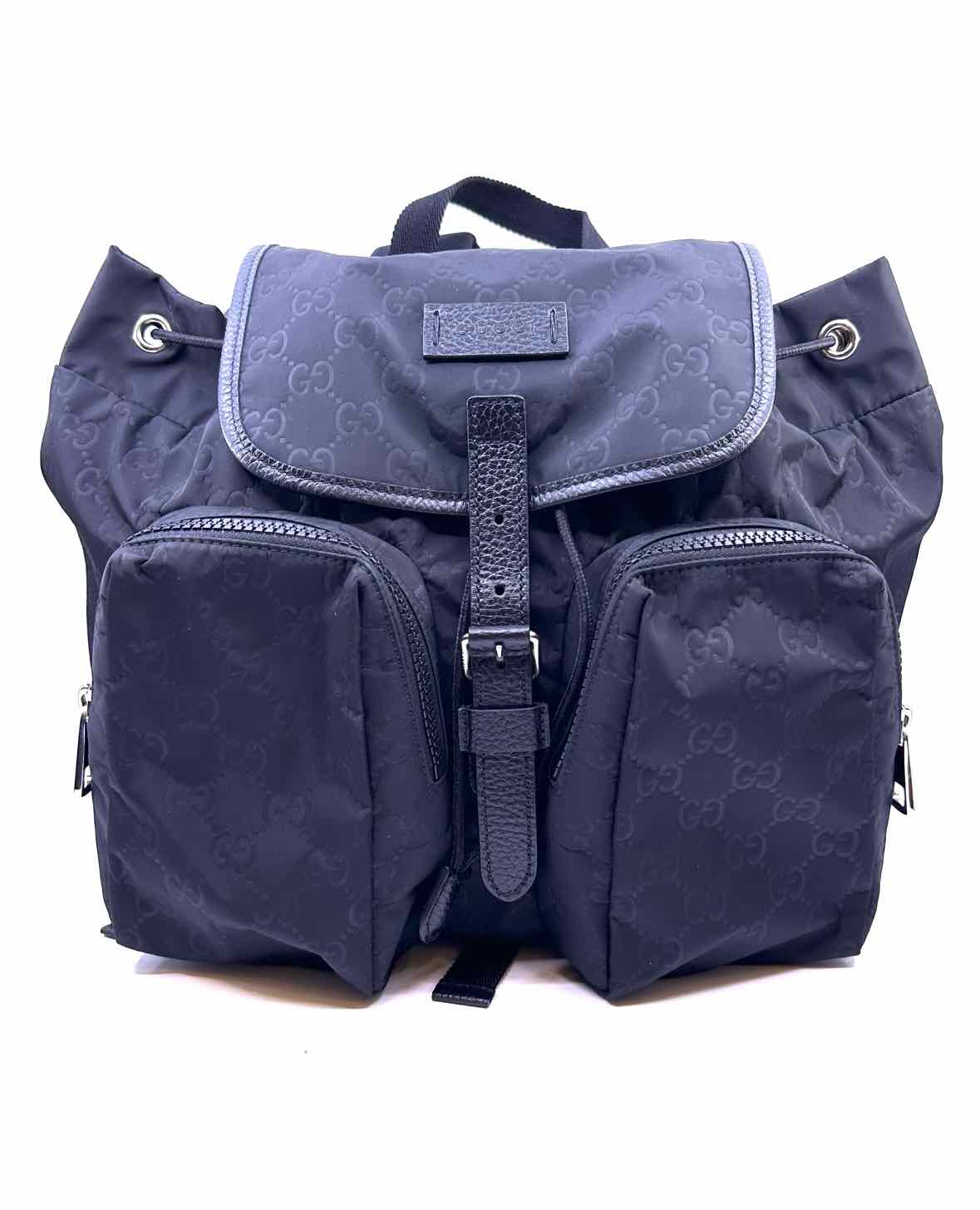 GUCCI Black Nylon Monogram Backpack