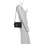 Lambskin Plexiglass Quilted Coco Love Flap Black