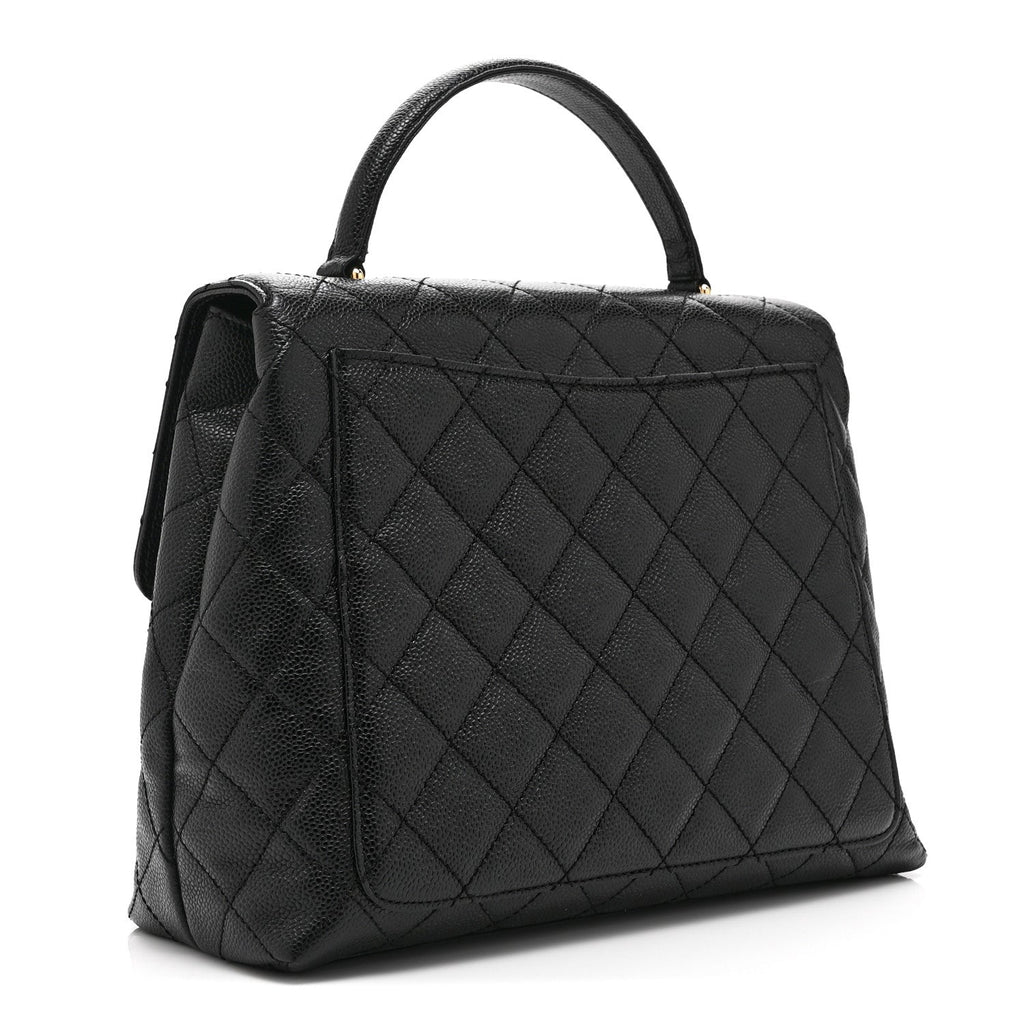 Caviar Quilted Jumbo Kelly Flap Black
