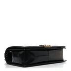 Iridescent Glazed Calfskin Quilted New Medium Boy Flap Black