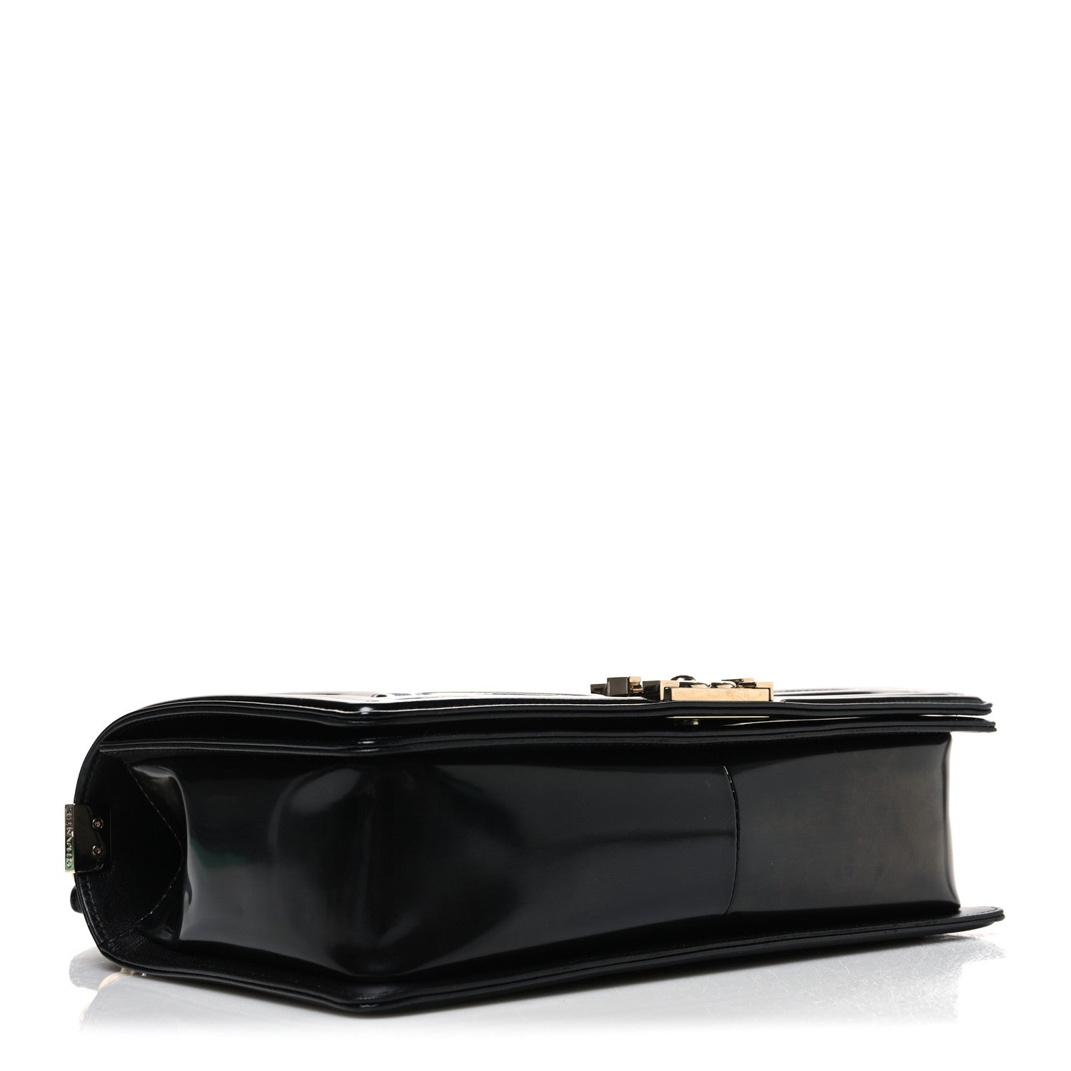 Iridescent Glazed Calfskin Quilted New Medium Boy Flap Black