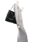 Shiny Calfskin Quilted Chanel 22 Black White