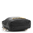 Shiny Crumpled Calfskin Quilted Pearl Mini Chanel 22 Black