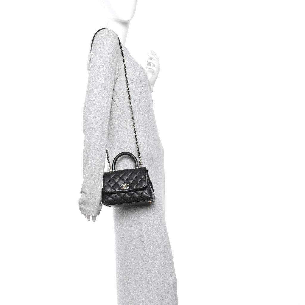 Caviar Quilted Extra Mini Coco Handle Flap Black