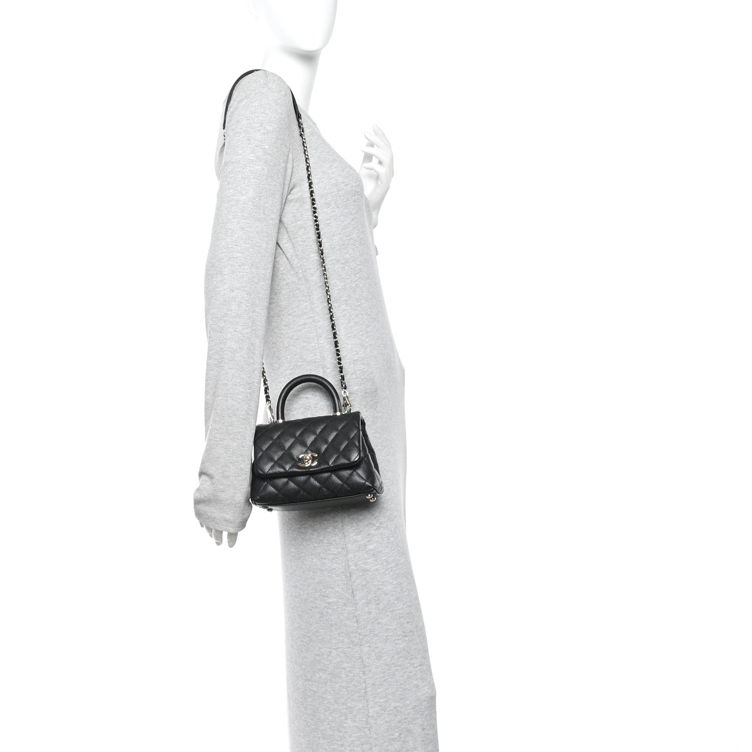 Caviar Quilted Extra Mini Coco Handle Flap Black