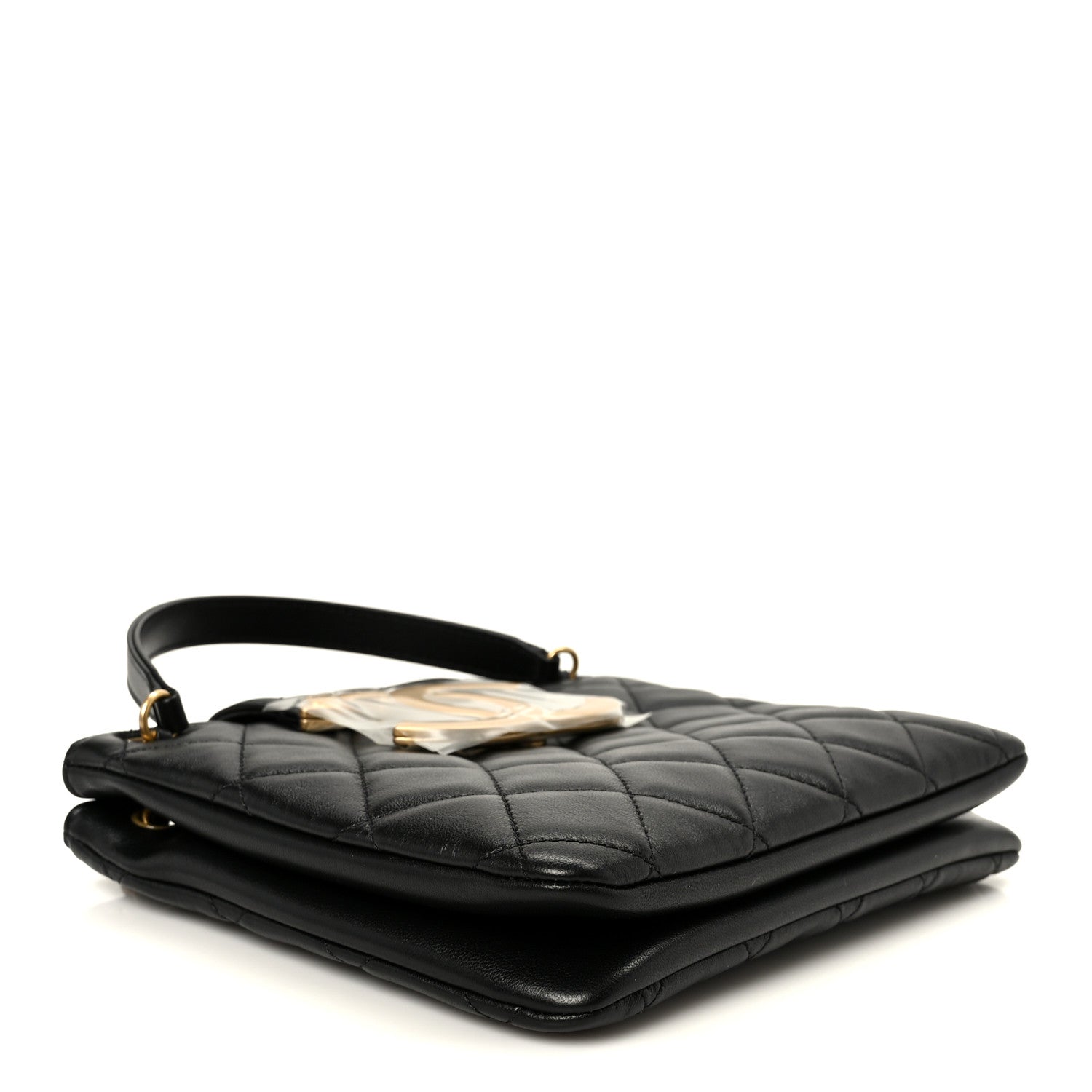 Lambskin Quilted Giant CC Shoulder Bag Black