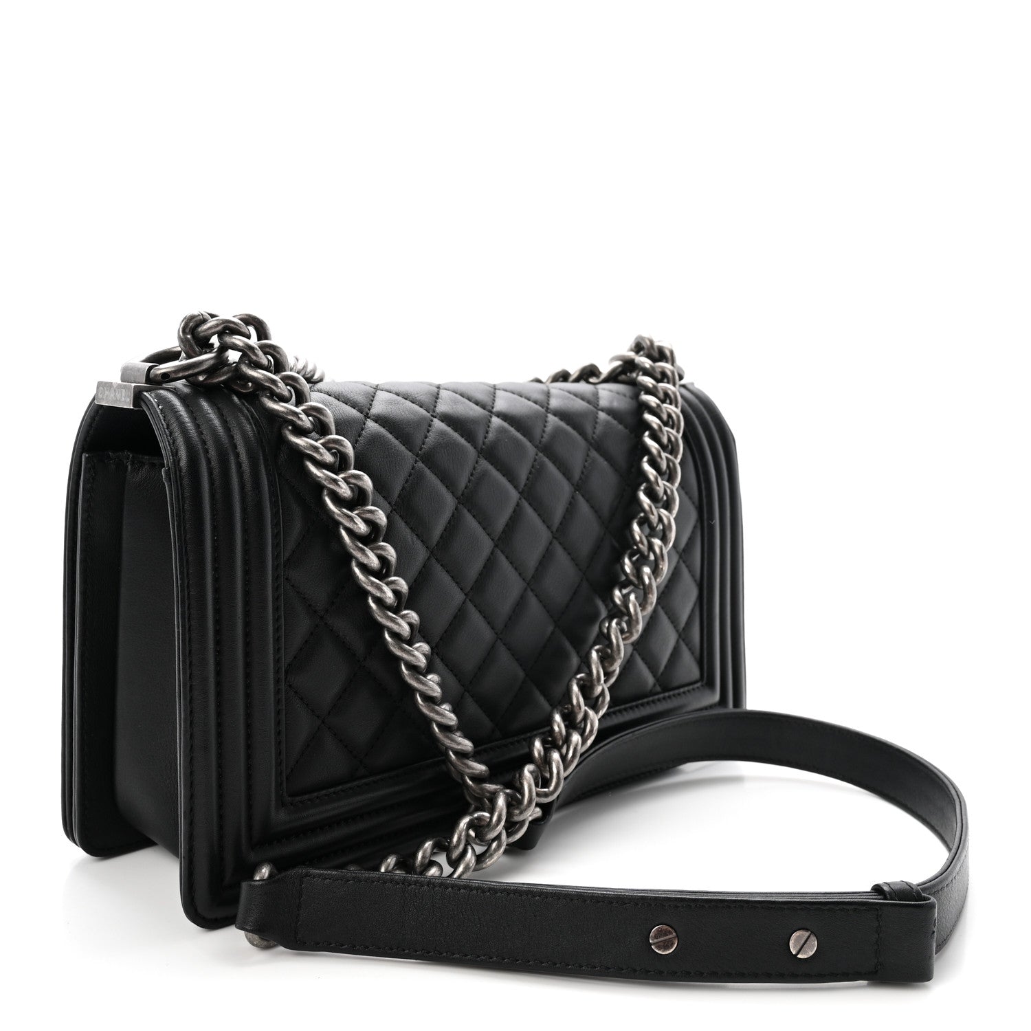 Calfskin Quilted Medium Boy Flap Black