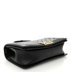Caviar Chevron Quilted Medium Boy Flap Black
