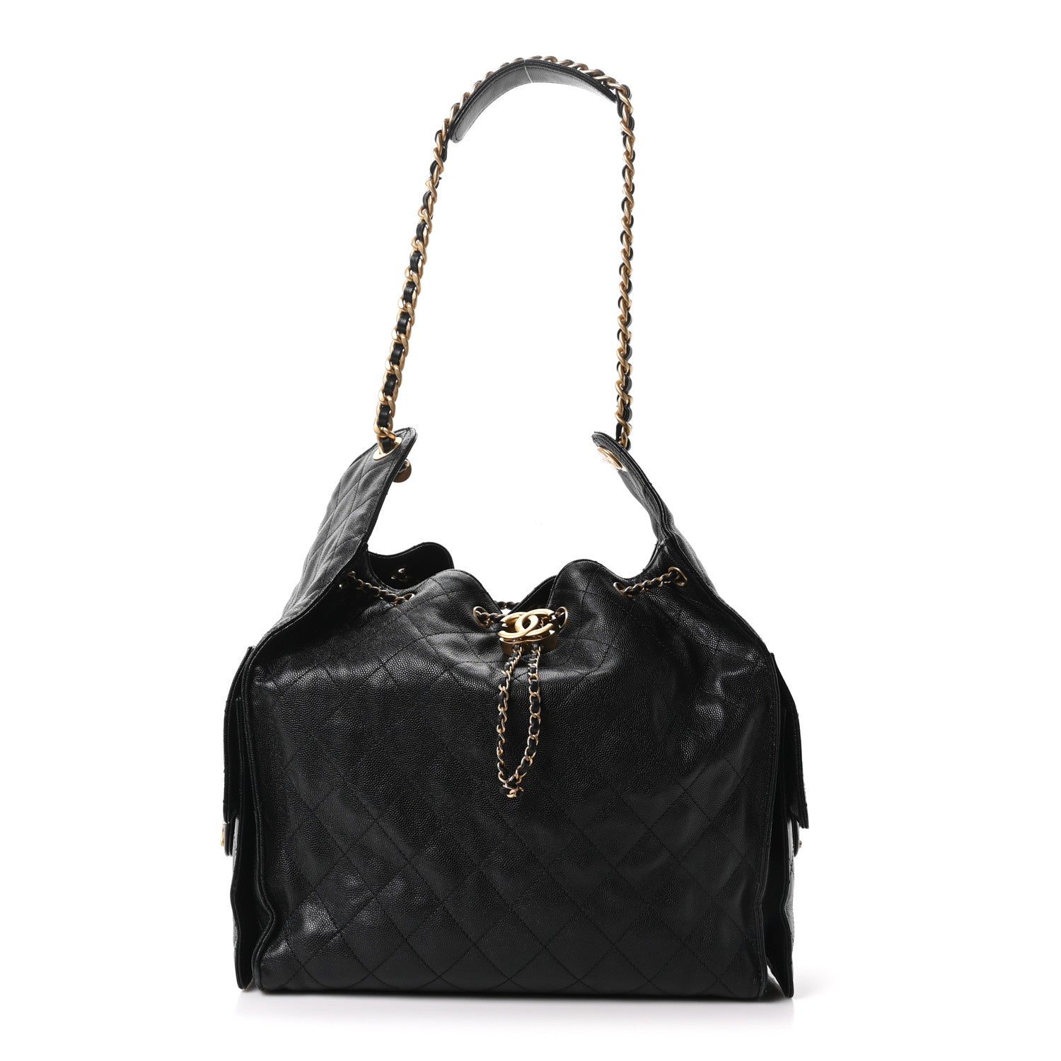 Caviar Quilted Medium Chanel 25 Handbag Black