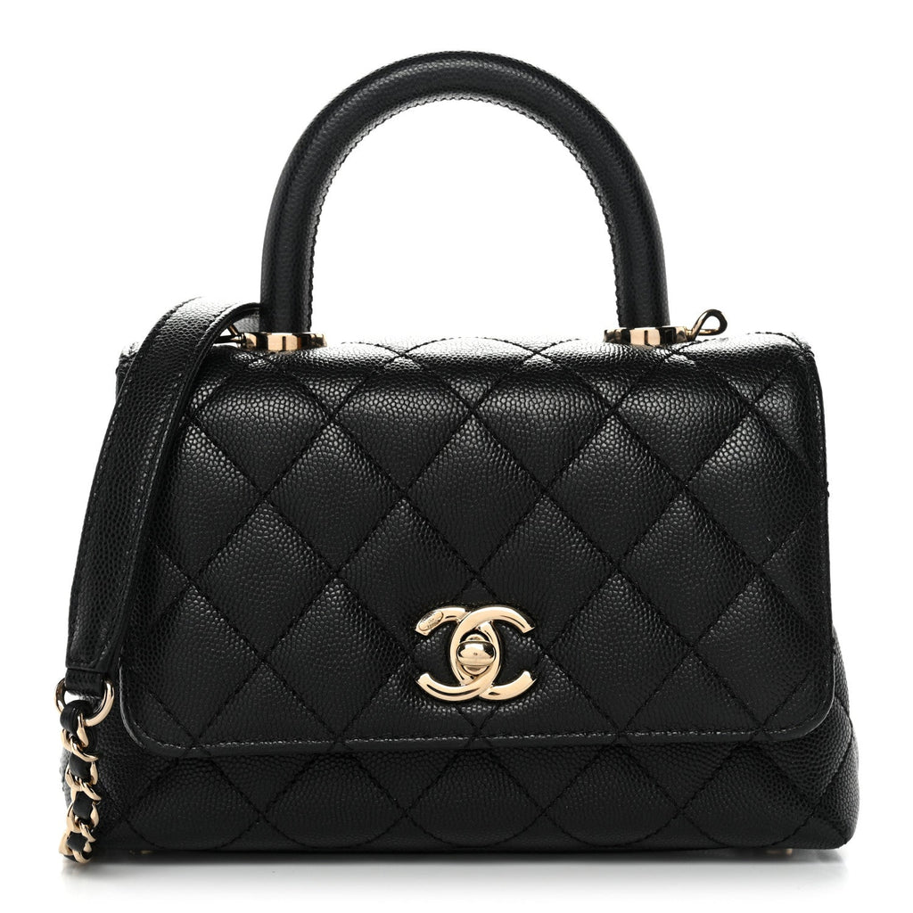 Caviar Quilted Extra Mini Coco Handle Flap Black
