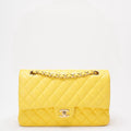 Chanel Yellow Lambskin Quilted Medium Double Flap Gold Hardware