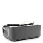 Lambskin Quilted Mini Rectangular Flap Dark Grey