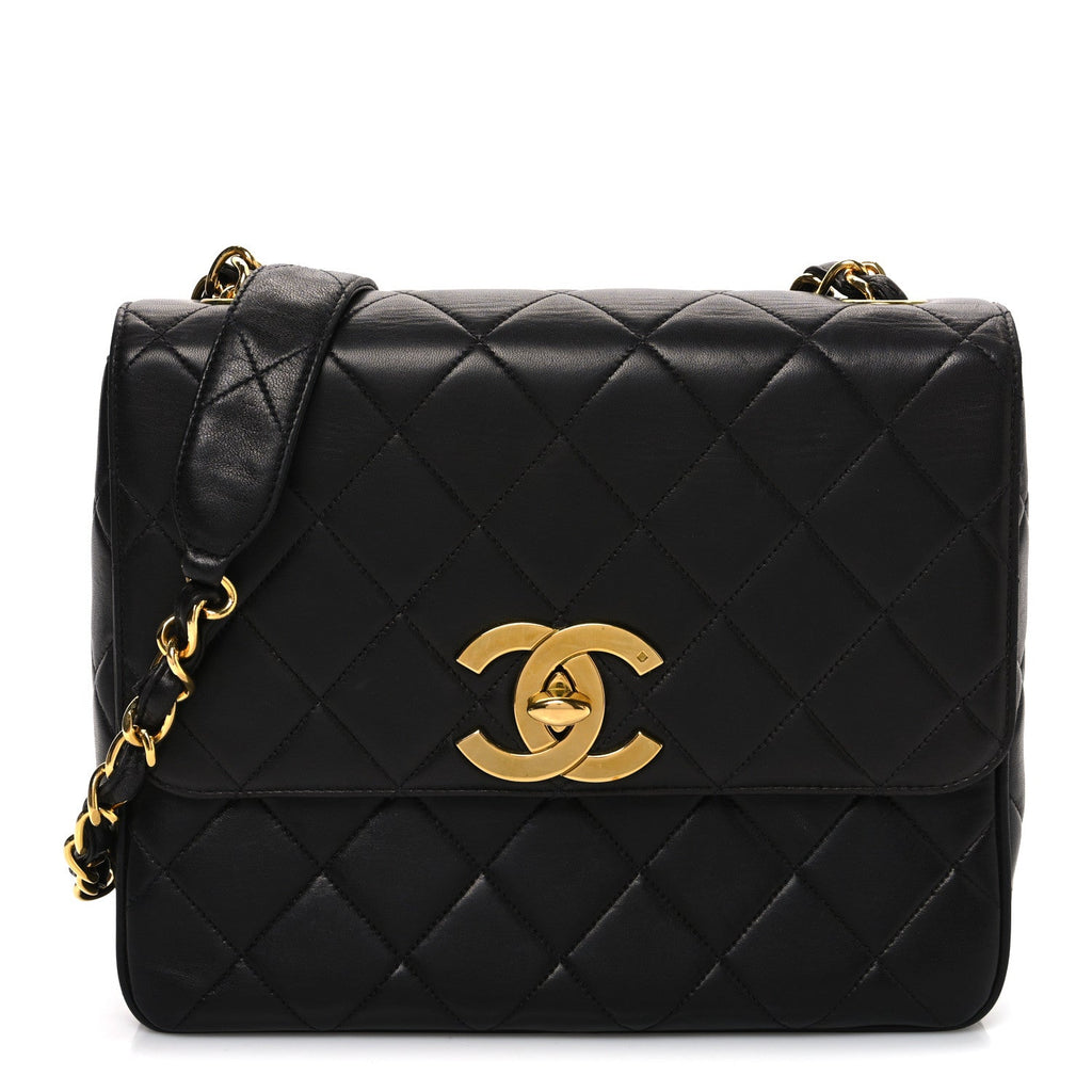 Lambskin Quilted Medium Single Flap Black