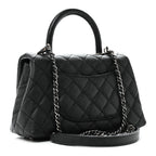 Caviar Lizard Embossed Quilted Mini Coco Handle Flap Black