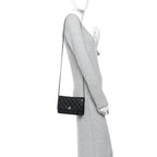 Lambskin Quilted CC Turnlock Wallet On Chain WOC Black