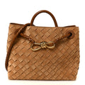 Suede Intrecciato Small Andiamo Shoulder Bag Amber