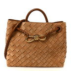 Suede Intrecciato Small Andiamo Shoulder Bag Amber