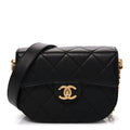 Calfskin Quilted Moon Messenger Black