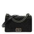 Lambskin Quilted Medium Boy Flap Black