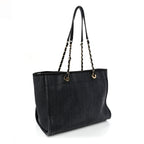 Mixed Fibers Calfskin Small Deauville Tote Black
