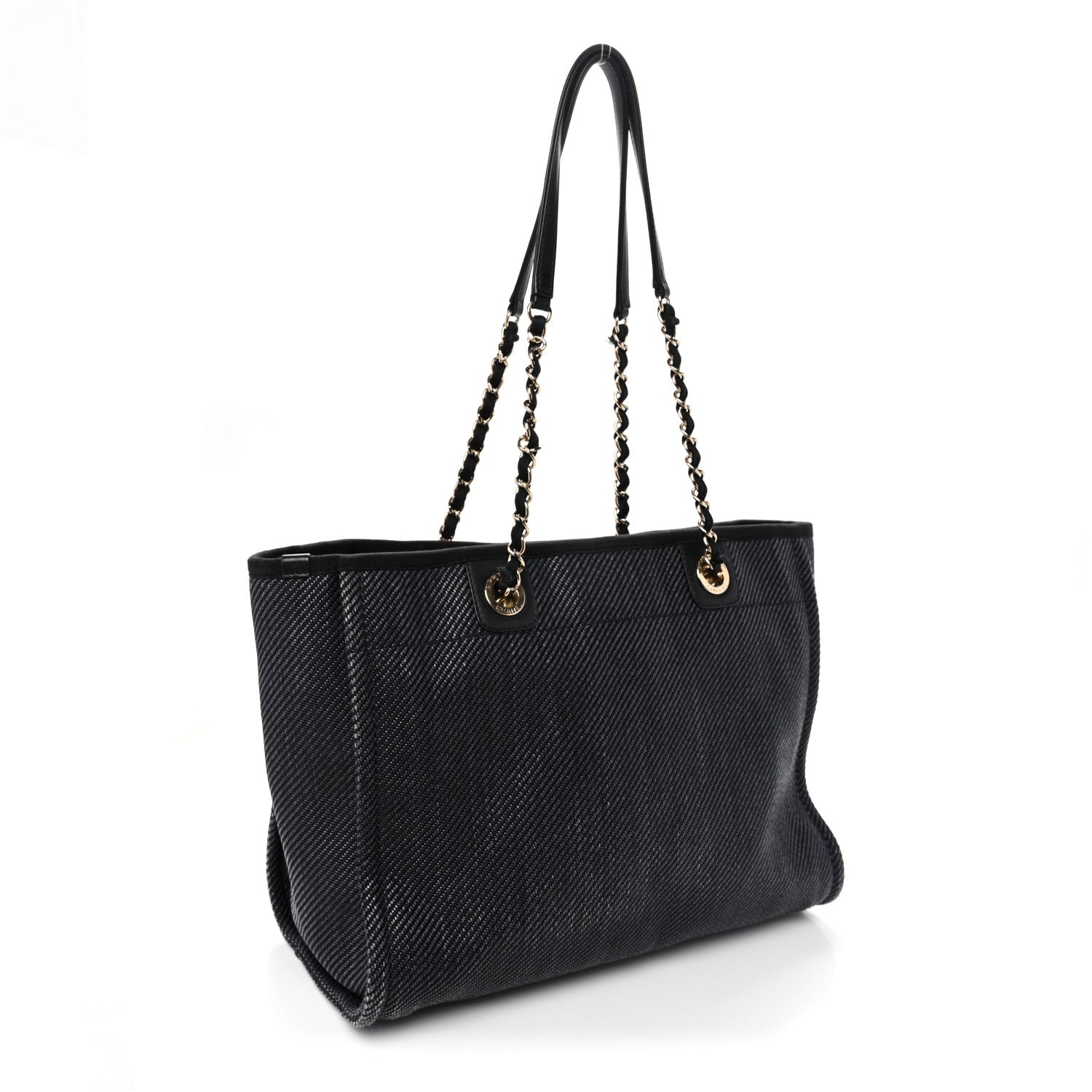 Mixed Fibers Calfskin Small Deauville Tote Black