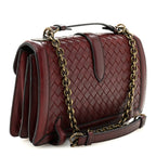 French Calfskin Intrecciato City Knot Bag Burgundy