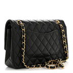 Lambskin Quilted Medium Double Flap Black