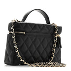 Caviar Quilted Top Handle Slim Vanity With Chain Black