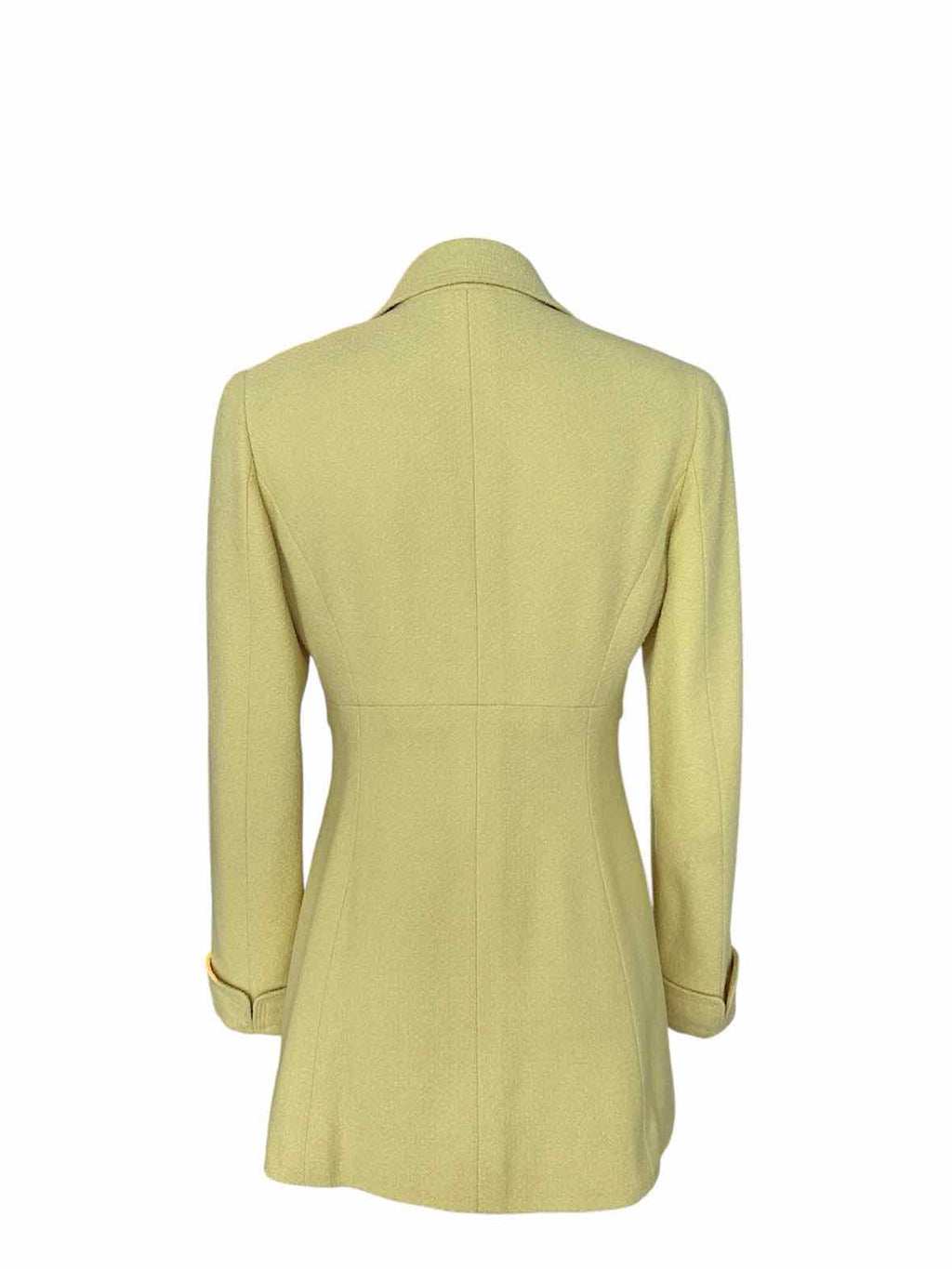 CHANEL Size 4 Yellow Tweed Solid Blazer